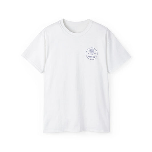 Unisex jersey cotton T-shirt with coastline print